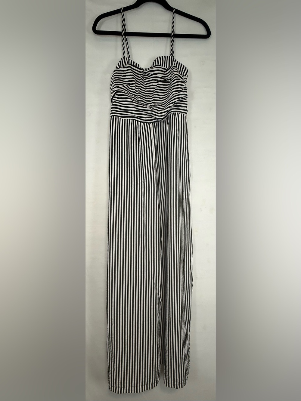 Cupshe Black & White Vertical Stripe Wide-Leg Jumpsuit - Picture 3 of 16